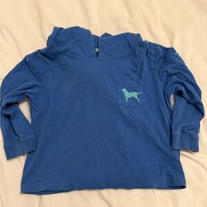 The Black Dog Blue Kids Hoodie with Green Logo